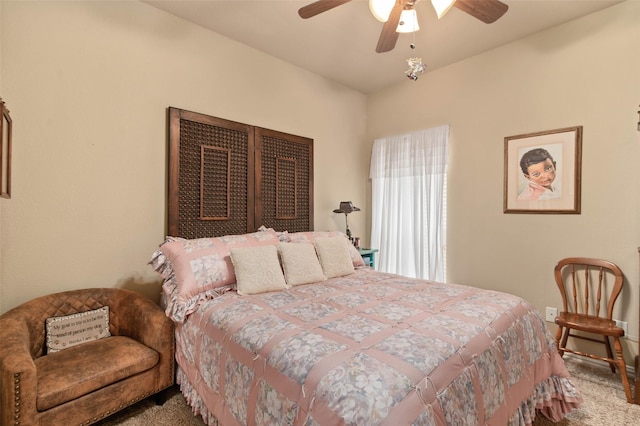 carpeted bedroom with a ceiling fan