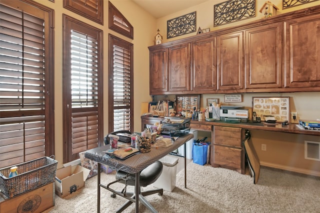 carpeted office featuring visible vents