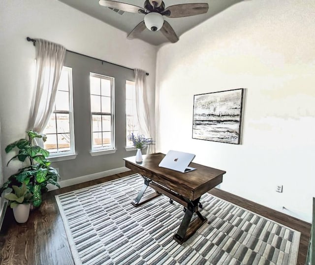 1000 Sutherland Cres, Northlake, TX 76247 - office featuring baseboards, ceiling fan, and wood finished floors