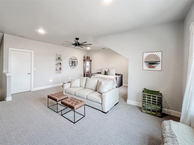 1000 Sutherland Cres, Northlake, TX 76247 - carpeted living room with a ceiling fan, recessed lighting, and baseboards