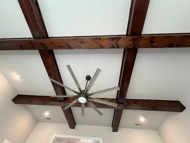 1000 Sutherland Cres, Northlake, TX 76247 - detailed view of beamed ceiling, recessed lighting, and a ceiling fan