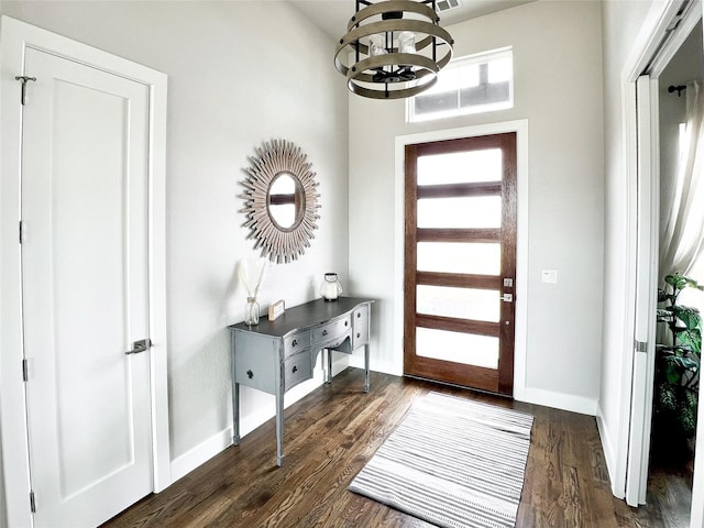 1000 Sutherland Cres, Northlake, TX 76247 - entrance foyer featuring a chandelier, dark wood-style floors, and baseboards