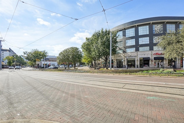 view of road featuring sidewalks and curbs