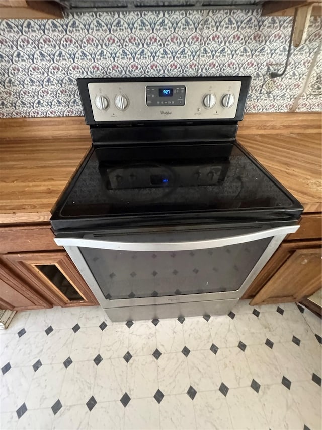 details featuring electric range