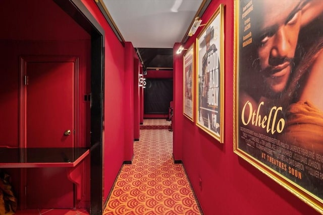 hallway with tile patterned flooring