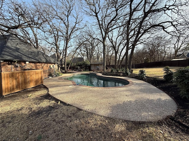 view of pool with a patio area, a fenced backyard, and a fenced in pool