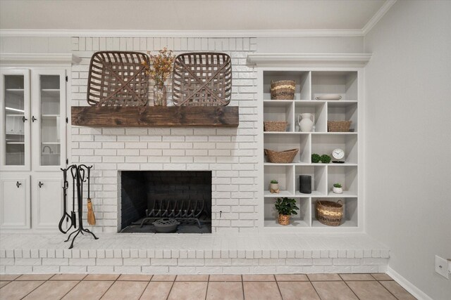 2013 Glenwood Cir, Corsicana, TX 75110 - detailed view of ornamental molding, baseboards, and a fireplace