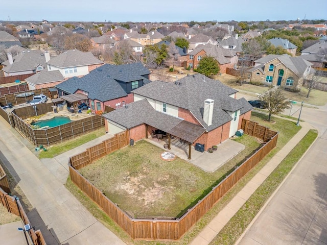 aerial view with a residential view