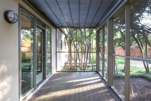 view of unfurnished sunroom