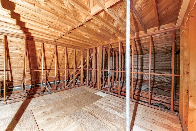 view of unfinished attic