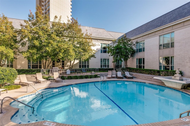 view of pool featuring a patio area