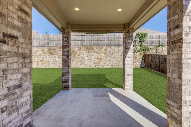 view of patio featuring a fenced backyard