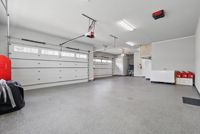 garage with a garage door opener