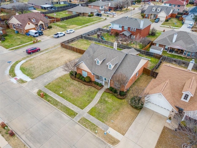 aerial view with a residential view