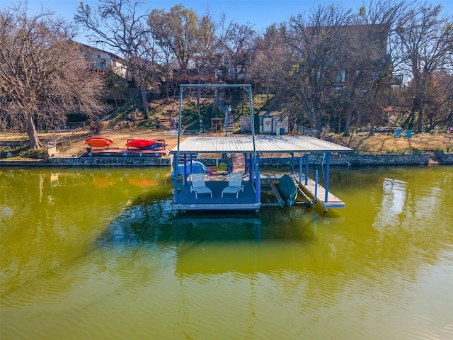 2412 Cedar Crest Dr, Granbury, TX 76048 - dock area featuring a water view and boat lift