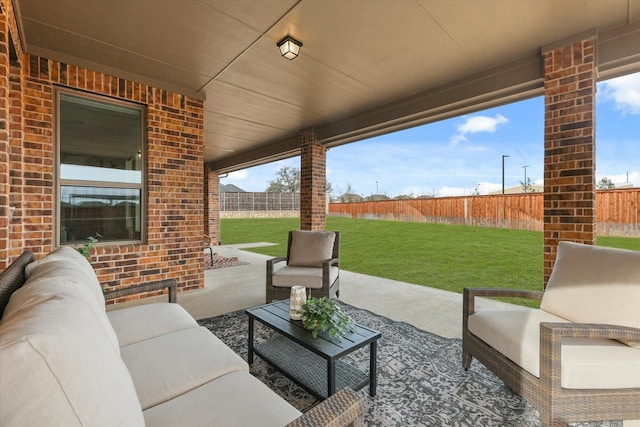 view of patio / terrace with outdoor lounge area and a fenced backyard