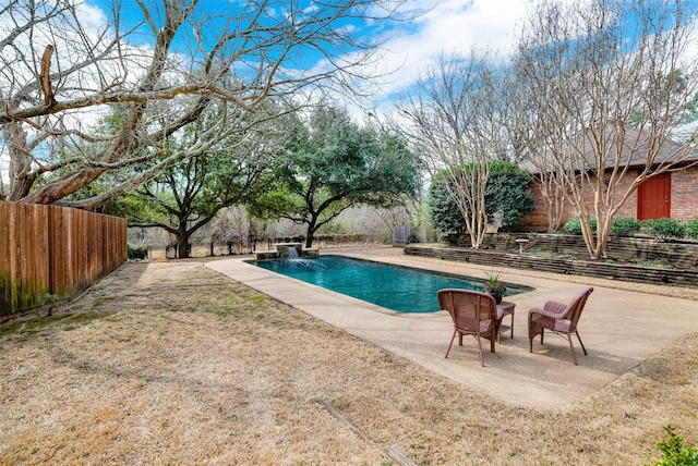 view of pool with a patio area, a fenced backyard, and a fenced in pool