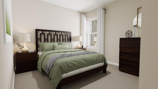 bedroom with carpet and baseboards