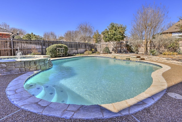 view of pool with a fenced backyard and a fenced in pool