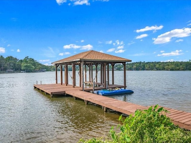 view of dock featuring a water view