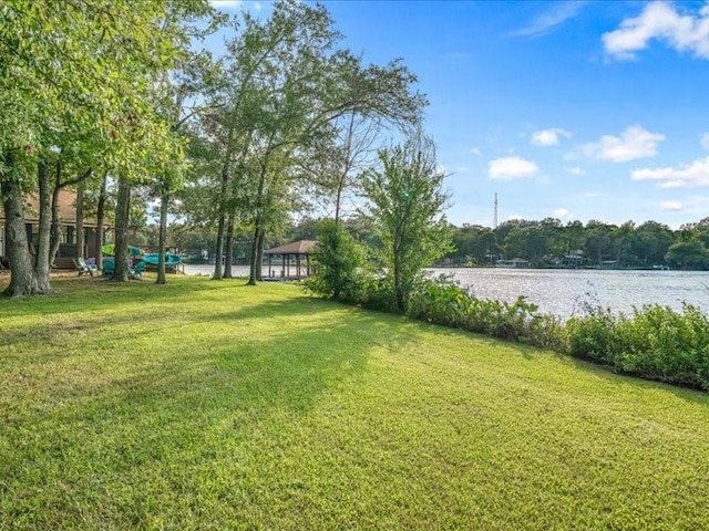 view of yard featuring a water view