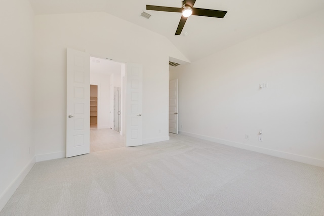 830 Montrose Dr, Rockwall, TX 75087 - unfurnished bedroom with light carpet, lofted ceiling, and a ceiling fan