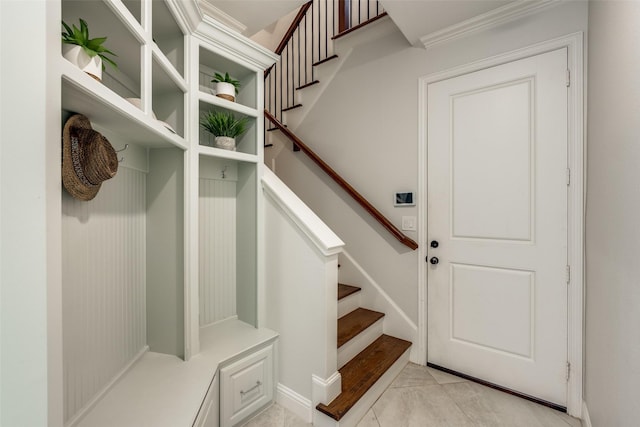 mudroom featuring light tile patterned floors