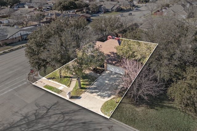 bird's eye view with a residential view