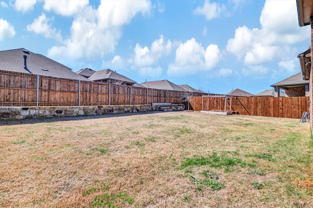 view of yard featuring a fenced backyard