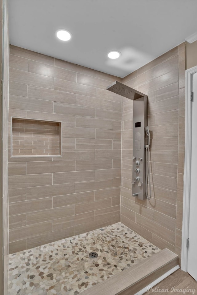 6090 Dorchester Cir, Keithville, LA 71047 - full bathroom with a tile shower and recessed lighting