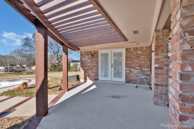 6090 Dorchester Cir, Keithville, LA 71047 - view of patio featuring visible vents, french doors, and a pergola