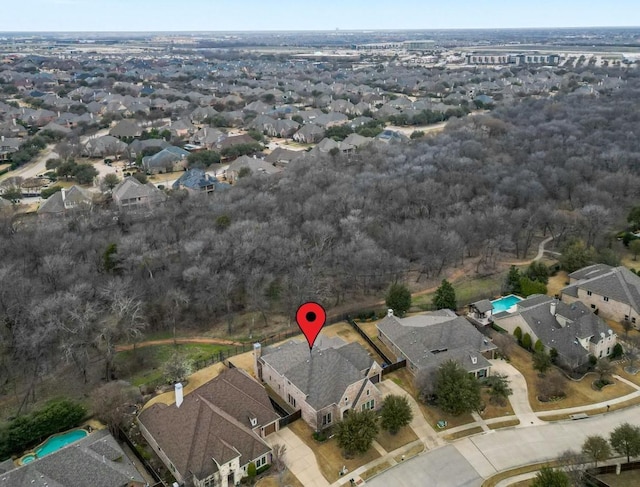 aerial view with a residential view