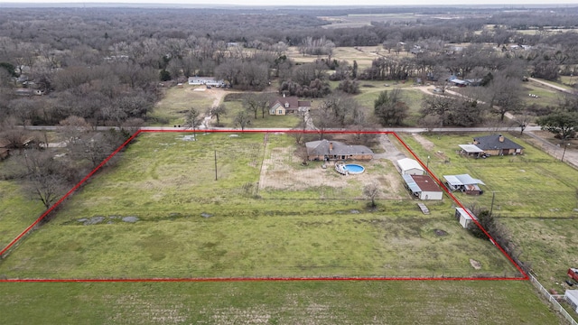 drone / aerial view featuring a rural view