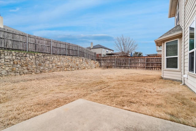 view of yard featuring a fenced backyard