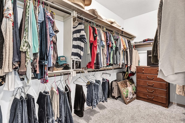 spacious closet featuring carpet floors