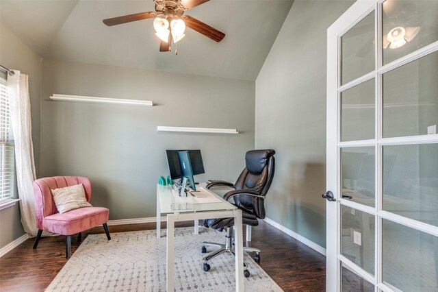 home office with french doors, baseboards, ornamental molding, and arched walkways