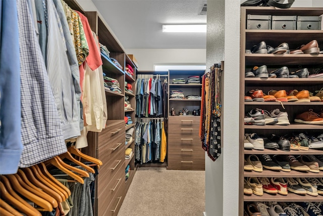 spacious closet featuring carpet and visible vents