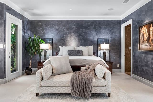 17704 Cedar Creek Canyon Dr, Dallas, TX 75252 - bedroom featuring baseboards, finished concrete flooring, and ornamental molding