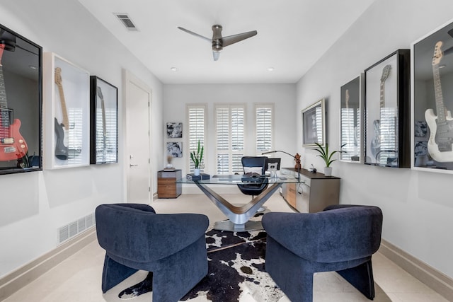 17704 Cedar Creek Canyon Dr, Dallas, TX 75252 - office featuring visible vents, baseboards, and ceiling fan