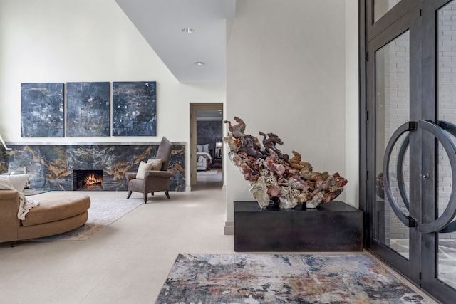 17704 Cedar Creek Canyon Dr, Dallas, TX 75252 - entryway featuring a fireplace and french doors