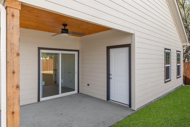 view of patio / terrace featuring ceiling fan