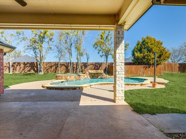 view of patio featuring a fenced in pool and a fenced backyard