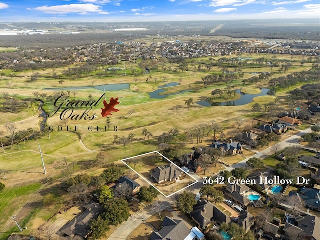 aerial view with a water view and a residential view