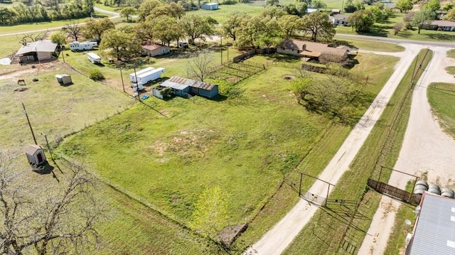 drone / aerial view with a rural view