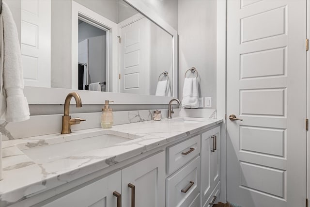 bathroom with a sink and double vanity