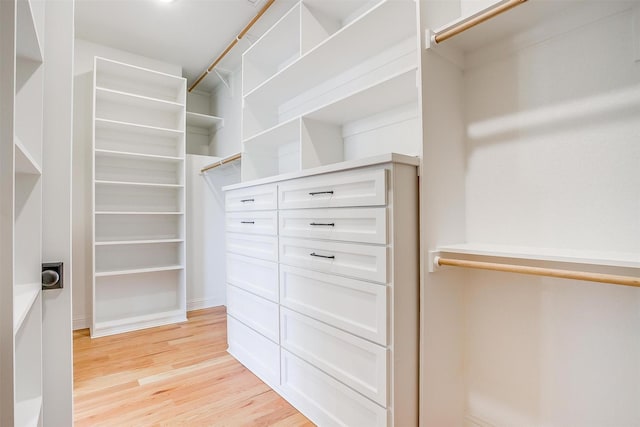 spacious closet featuring light wood-type flooring