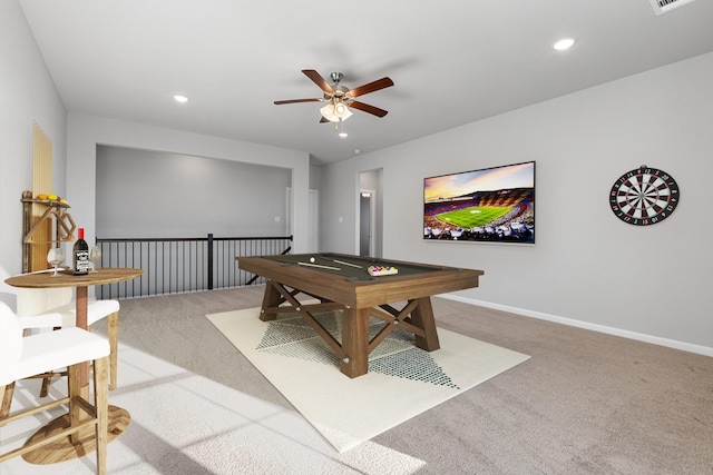 playroom with baseboards, carpet flooring, and recessed lighting