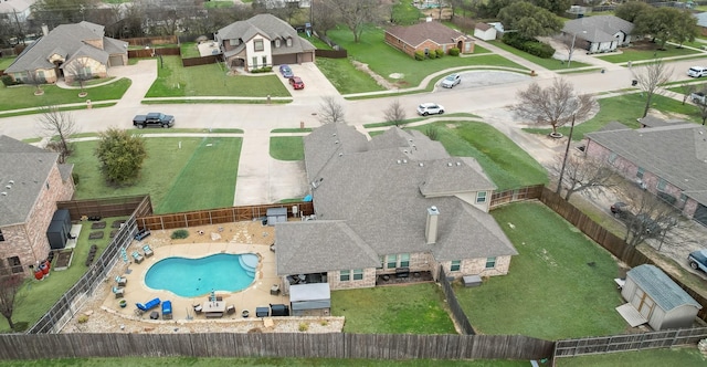 drone / aerial view with a residential view