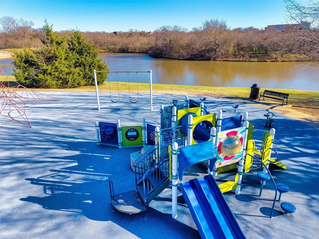 communal playground with a water view