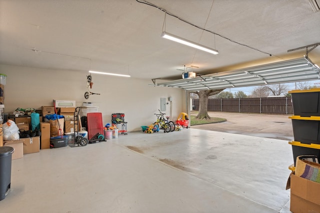 garage with a garage door opener